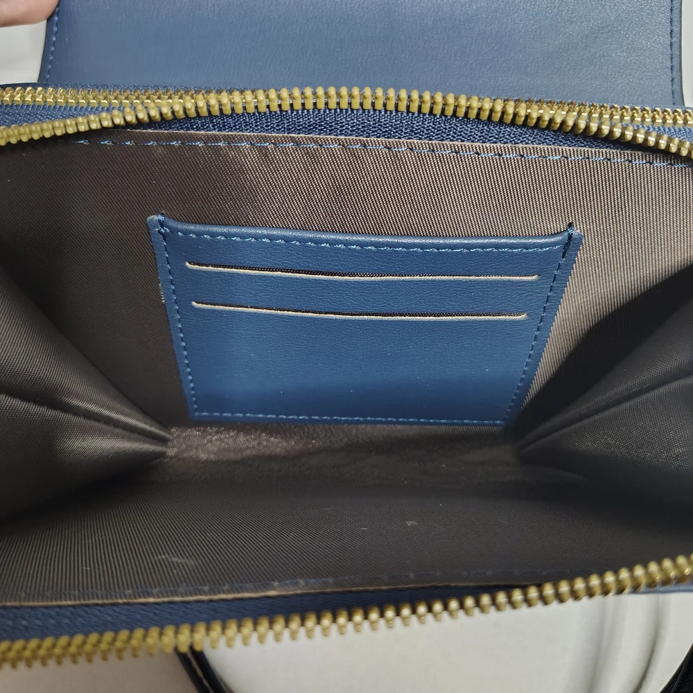 Forever Young Faux Leather Navy Blue Crossbody Bag Small NWOT